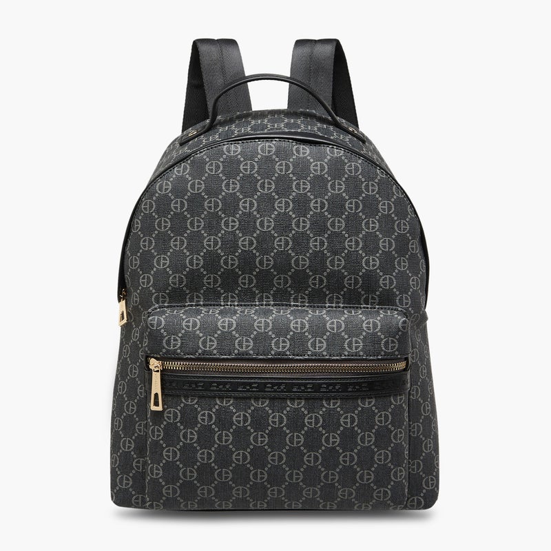 CHRISBELLA Monogram Print Backpack with Adjustable Straps and Zip Closure - 30x19x36 cms - Image 1